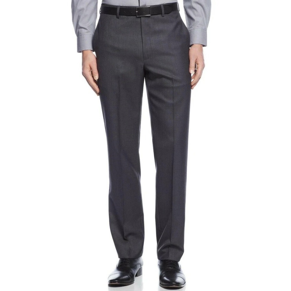 Calvin Klein Mens Slim fit Dress Pants 34Wx34L Gray Solid Stretch Jerome E06787